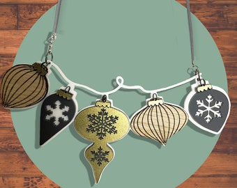 Winter/Festive Christmas Laser-cut Bauble Necklace