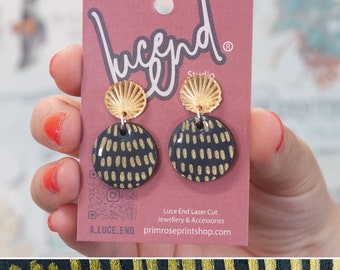 Hand painted Laser-cut circular wooden & Acrylic Earrings