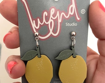 Summer Lemon Grove  Laser-cut dangly Earrings