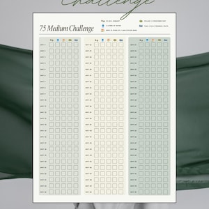 75 Medium Challenge Tracker – Aesthetic Minimalist Printable PDF