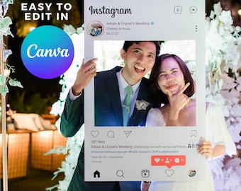 Customizable Instagram Frame Photo Booth Prop, Canva Template (DIY Printable)