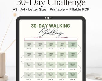 30-Day Walking Challenge Tracker | Printable Fitness Planner (PDF)