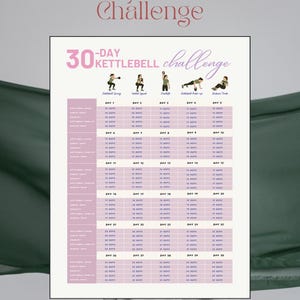 30-Day Kettlebell Challenge PDF Tracker (PINK) | Aesthetic Minimalist Printable PDF | Home Workout Challenge | Instant Download