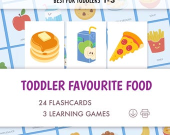 Karty i gry z jedzeniem dla maluchów, aktywności do druku, gry edukacyjne, aktywności Montessori