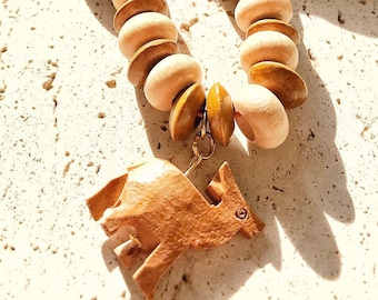 Collier de perles en bois sculpté à la main : Collier en bois de style bohème épais Collier en bois de style bohème Collier en bois de style bohème