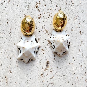 Natural Seashell Earrings: 24K Gold Plated Dangle Earrings