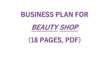 Business Plan for BEAUTY SHOP