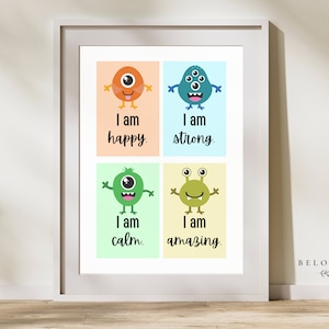 Daily Affirmations Dinosaur Print | Children Kids Prints | Wall Art | Colourful Home Decor | Nursery Wall Art | BELOVING UK