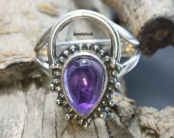 Purple Amethyst Ring, 925 Silver Ring, Gemstone Ring, Vintage Style Ring, Ring For Women, Dainty Ring, Amethyst Ring, Christmas Jewelry