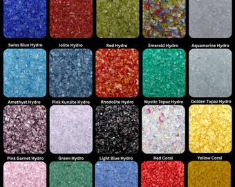 Pó de pedra preciosa grossa de quartzo hidro triturado de 1 a 3 mm disponível em todas as cores e quartzo hidro para incrustação de madeira, incrustação de anel triturada