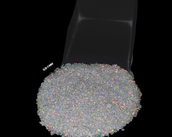 Premium geplet wit opaal grof edelsteenpoeder 0,5-1 mm sprankelend meervoudig vuuropaal Premium inlegmateriaal voor sieraden en houtwerkinlegwerk