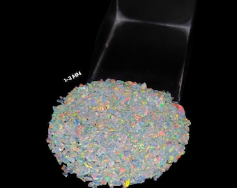 Premium geplet wit opaal grof edelsteenpoeder 1-3 mm sprankelend meervoudig vuuropaal Premium inlegmateriaal voor sieraden en houtwerkinlegwerk