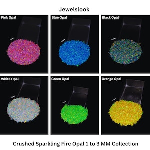 砕いたエチオピア産オパールの粗い宝石の粉末 1～3mm 輝くマルチファイアオパールの高級インレイ素材 リングや木工品のインレイ用粗い
