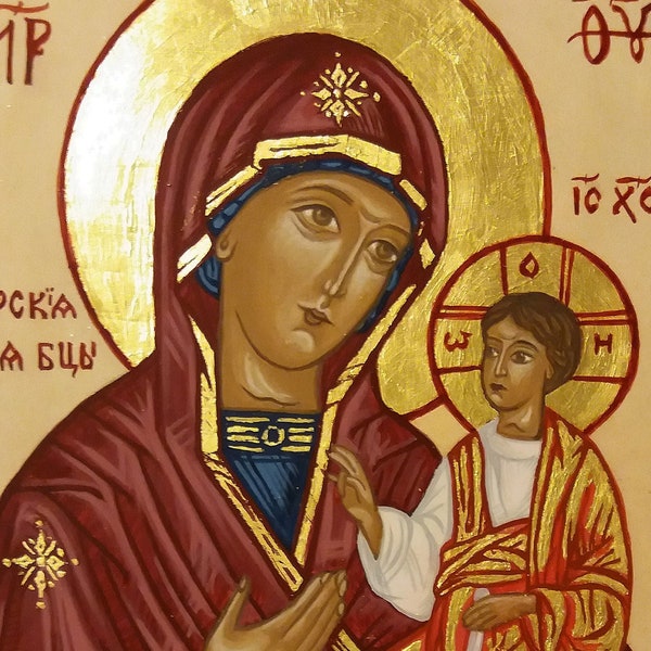 Mother of God of Iwierska - handpainted byzantine icon | 24K Gold handpainted icon using egg tempera technique on a linden board