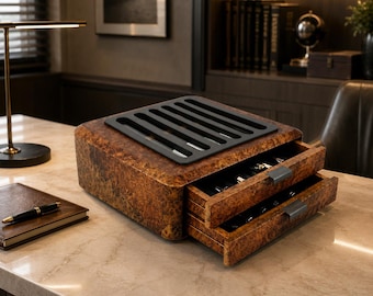 Oak Burl Pen Display Case, 14-Pen Box
