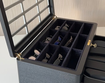 Handmade Black Oak Glasses Box: Luxury Eyewear Organizer