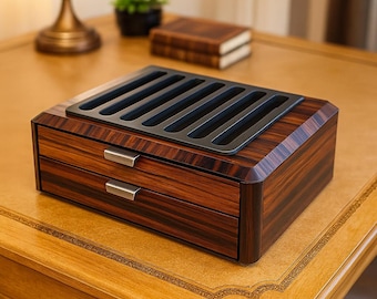Ebony Wood Pen Display Case, 14-Pen Box