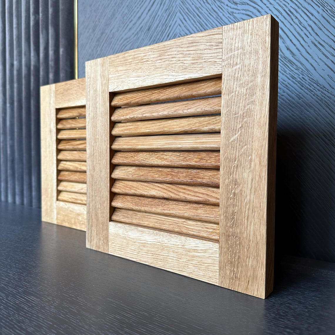Custom-sized Oak Wood Shutter Doors | Custom-made Louvered Cabinet ...