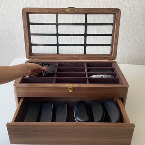 Walnut Luxury Glasses Box Custom Handmade Glasses Box Christmas gift idea Luxury Walnut Glasses Organizer
