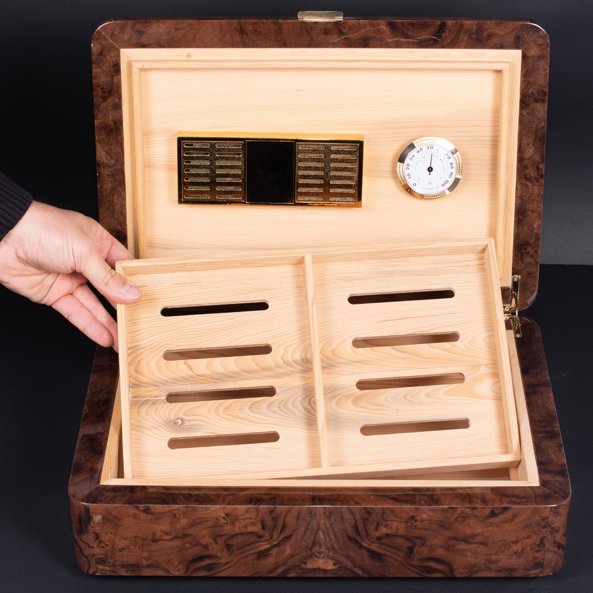 Walnut Wood Humidor Luxury Cigar Box Storage High Quality Cigar Storage ...