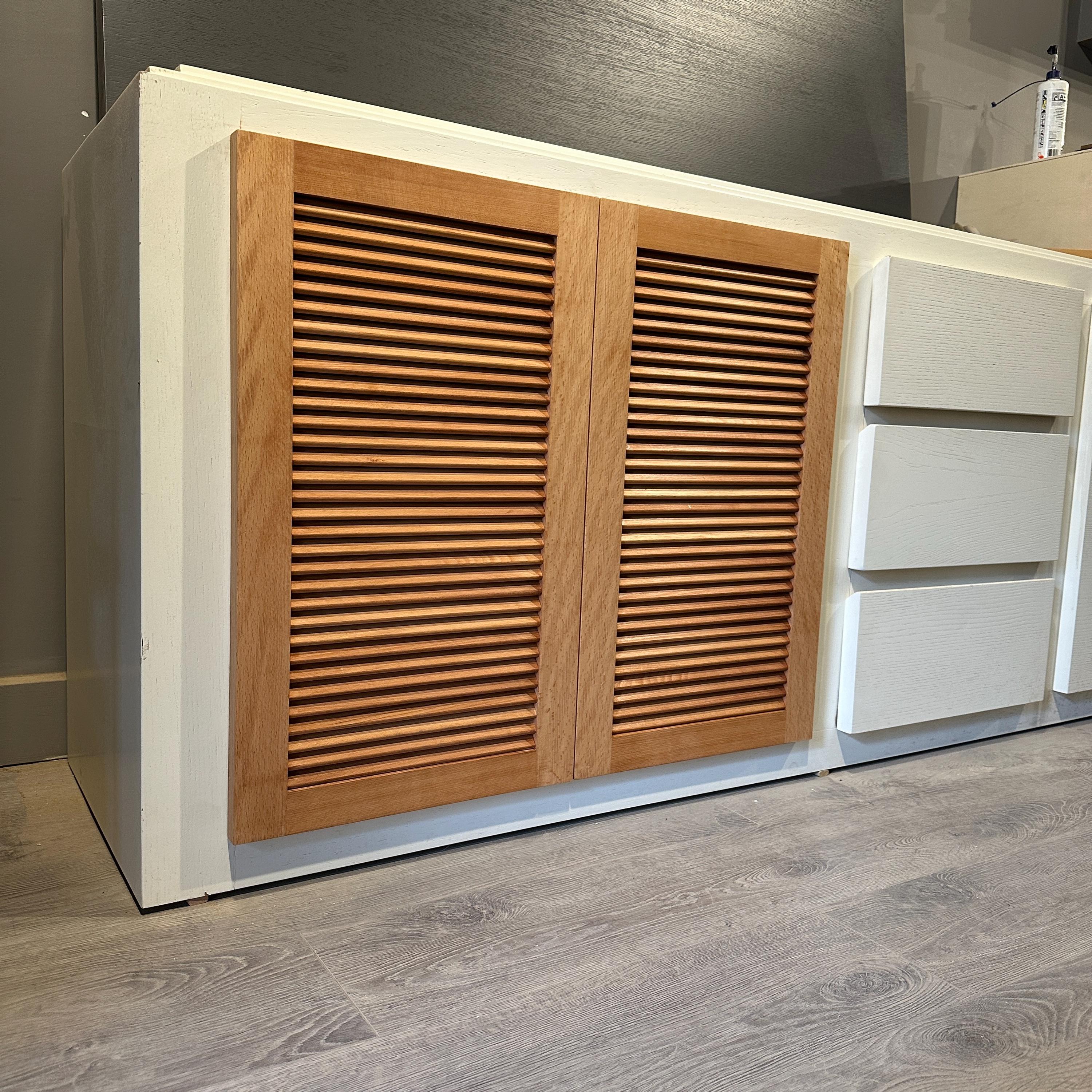 Handmade Beech Wood Louvered Cabinet Door: Custom Shutter Door - Etsy