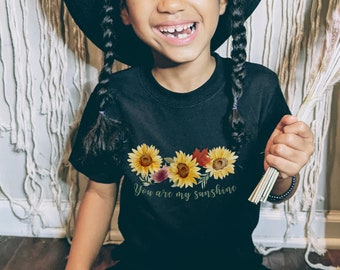 You are my Sunshine Sunflower Girls Shirt, Girls Sister Shirt, Gift for Sisters, Vintage Girls Top, daughter gifts