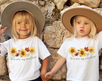 You are my Sunshine Sunflower Girls Shirt, Girls Sister Shirt, Gift for Sisters, Vintage Girls Top, daughter gifts