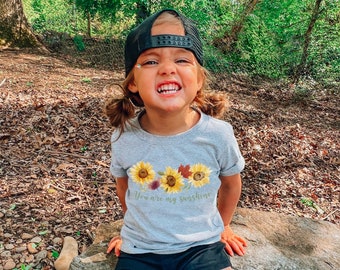 You are my Sunshine Sunflower Girls Shirt, Girls Sister Shirt, Gift for Sisters, Vintage Girls Top, daughter gifts