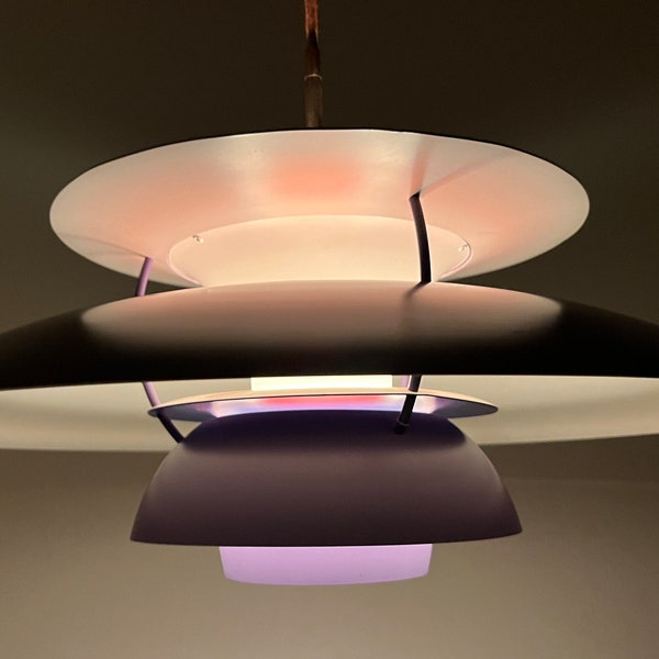 Purple PH5 Louis Poulsen hanging lamp from 1970s