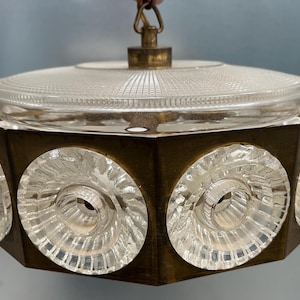 Carl Fagerlund 1960s Vintage Schweden Glass Brass Pendant