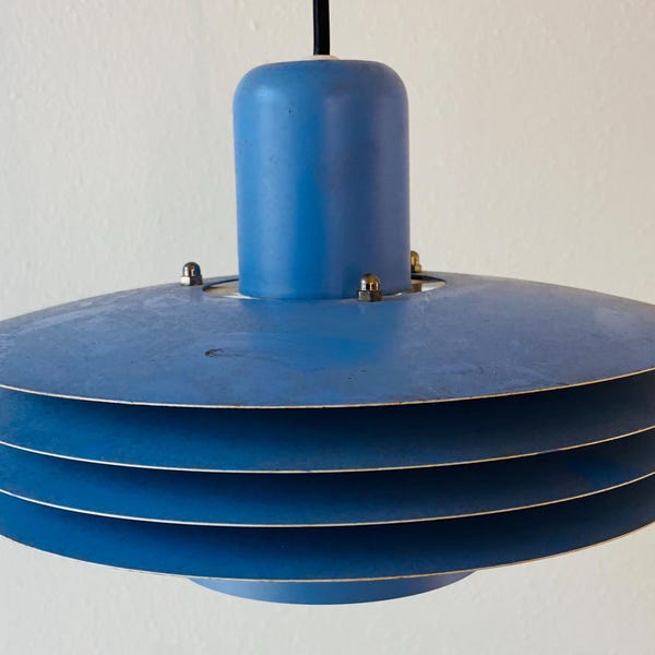 ES Horn Lightning 1970s Denmark Pendant 763 Blue