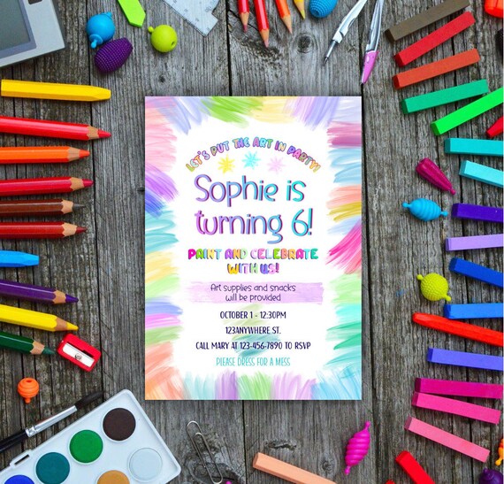 Editable Art Party Invitation Birthday Painting Invite - Etsy