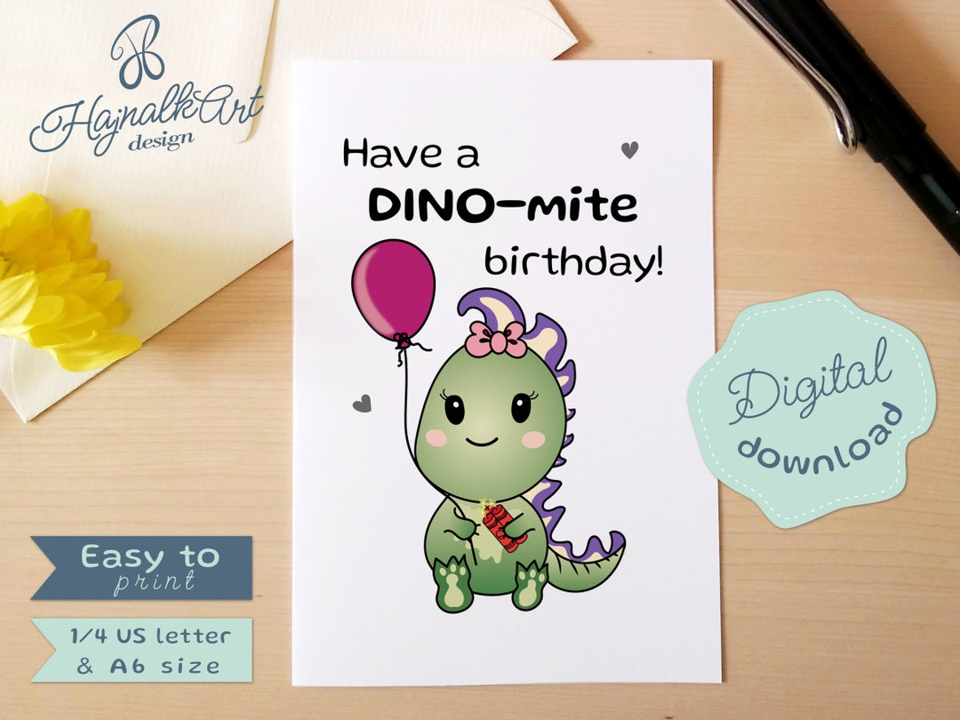 Funny Dinosaur Birthday Card Printable - Il 1080xN.4156187101 Qjwx