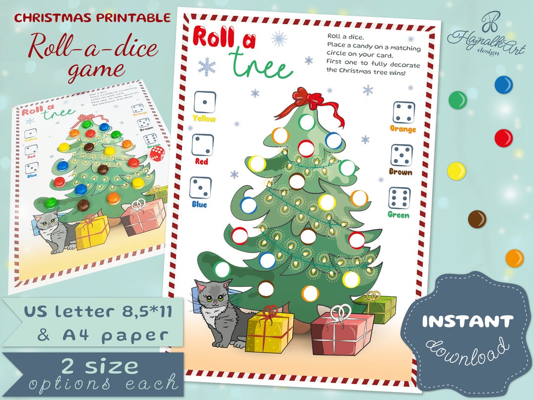 Roll A Tree Printable Christmas Candy Game Roll A Dice Game