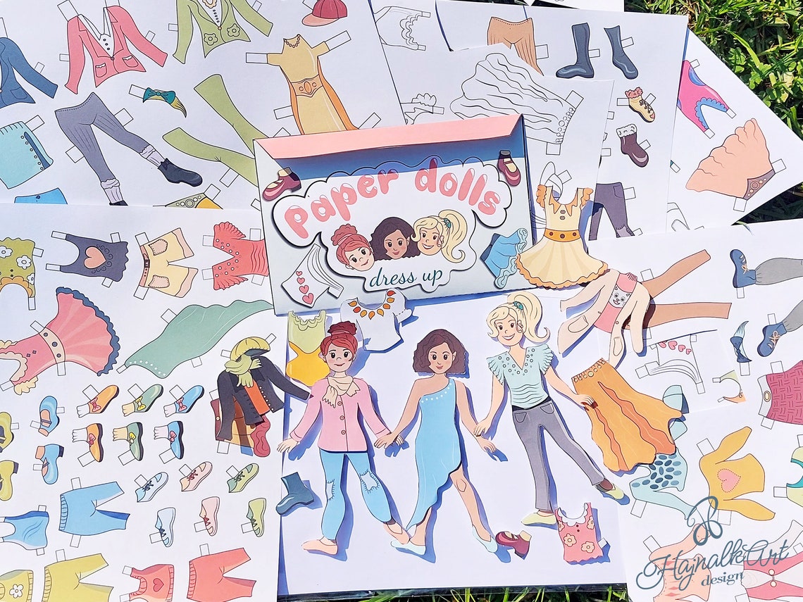 Paper Doll Printable Paper Craft Game Dress up Paper Dolls Etsy Australia