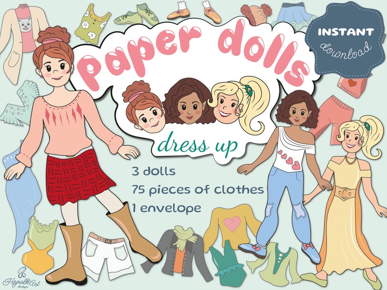 Paper Doll Printable Paper Craft Game Dress up Paper Dolls Etsy Australia