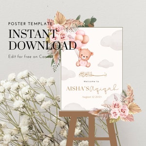 Girl Aqiqah Welcome Poster Sign