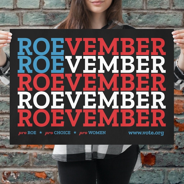 Roevember, Vote November Election, Pro Roe, Pro Women's Rights, Pro Reproductive Rights, Pro-Choice Poster Wall Hanging Poster