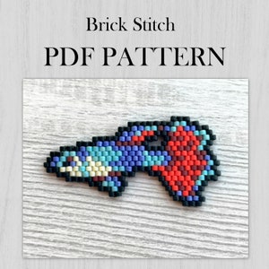 Guppy PDF Pattern, Brick stitch pattern, Aquarium fish Beading Pattern, Graph Pattern, PDF files, Miyuki Delica beads