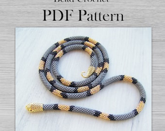 PDF pattern bead crochet necklace, Seed beads necklace pattern, Beads crochet necklace pattern, Beaded  snake pattern, DIY Crafts for Adults