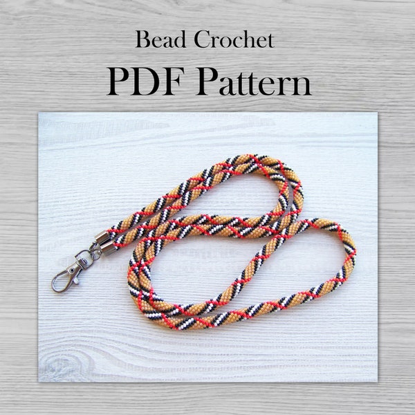 PDF Bead crochet Pattern for lanyard or necklace, PDF Plaid lines pattern Rope, Bead weaving Crafter Gift, DIY Seed Bead Crochet files
