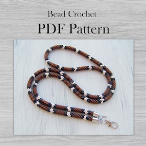 DIY Crafts for Adults - PDF pattern Brown Serpent Bead crochet - Statement Lanyard or Necklace Snake Pattern - Needlework Beading pattern