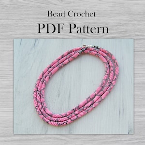 Bead crochet Pattern for necklace, DIY Seed Bead Crochet Art Project, PDF Crochet Rope Jewelry pattern, Beadweaving Crafter Gift