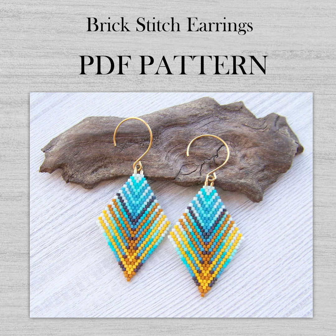 Brick Stitch Earrings PDF Pattern, Colorful Geometric Rhombus Miyuki ...