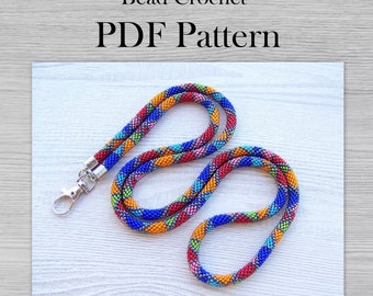 PDF Bead crochet lanyard pattern, Statement modern geometric lanyard Pattern, DIY Crafts DIY patterns for Adults, Seed Bead jewelry