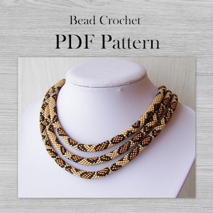 Bead crochet Pattern for Gold Leopard necklace, DIY Seed Bead Crochet  Project, PDF Crochet Rope Jewelry pattern, animal, big cat pattern