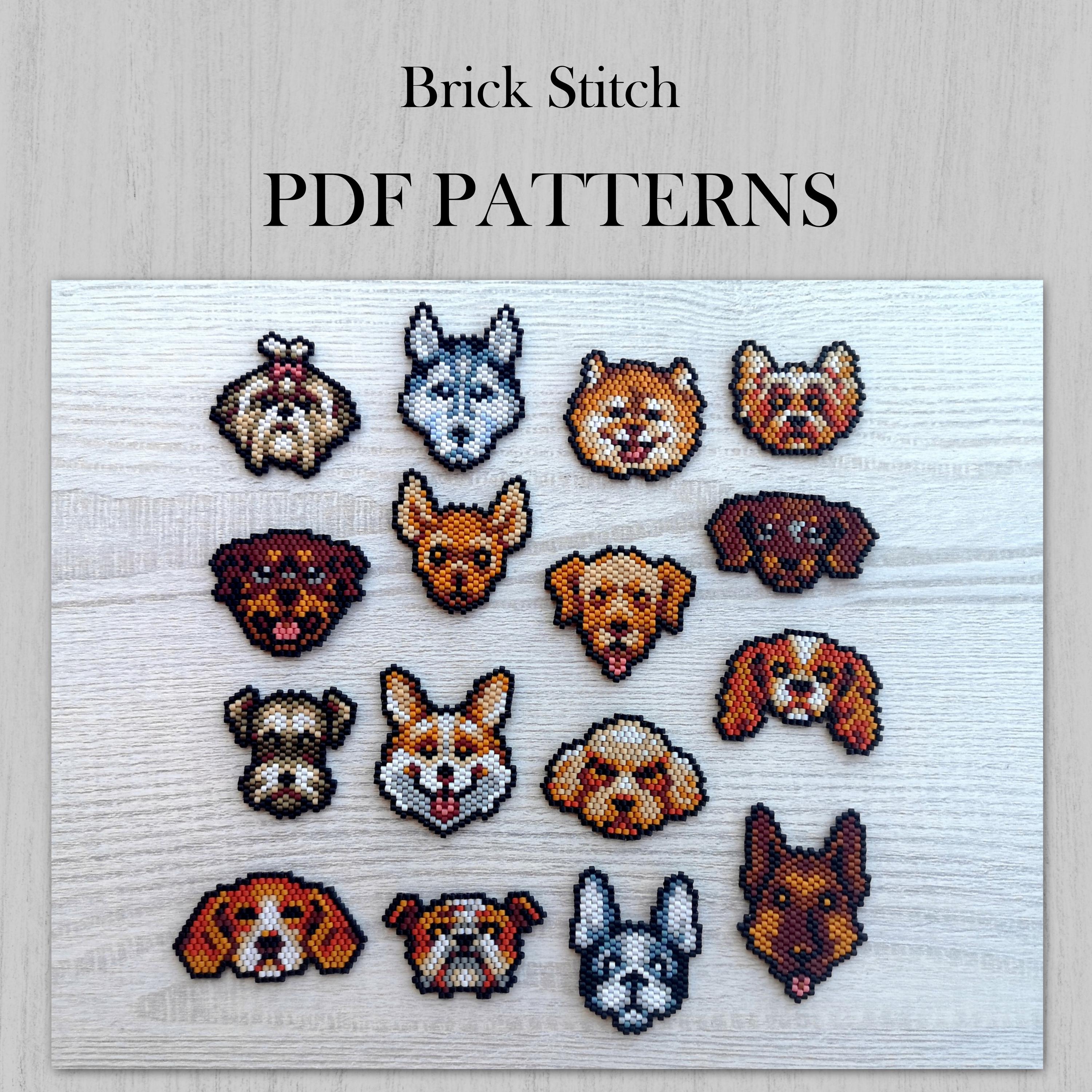 ドッグフード MIYUKI Set of Dogs Brick Stitch Patterns, 16 Beading Graph PDF Files