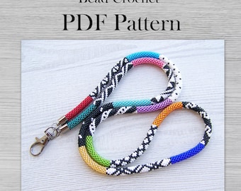 PDF Bead crochet lanyard pattern, Statement modern geometric lanyard Pattern, DIY Crafts DIY patterns for Adults, Seed Bead jewelry