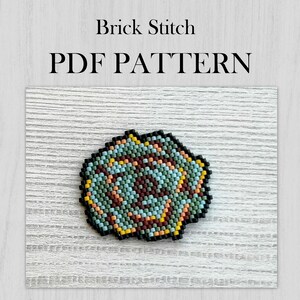 Succulent Brick stitch pattern, Beading Pattern, Graph Pattern, PDF files, Miyuki Delica beads, Succulent PDF Pattern