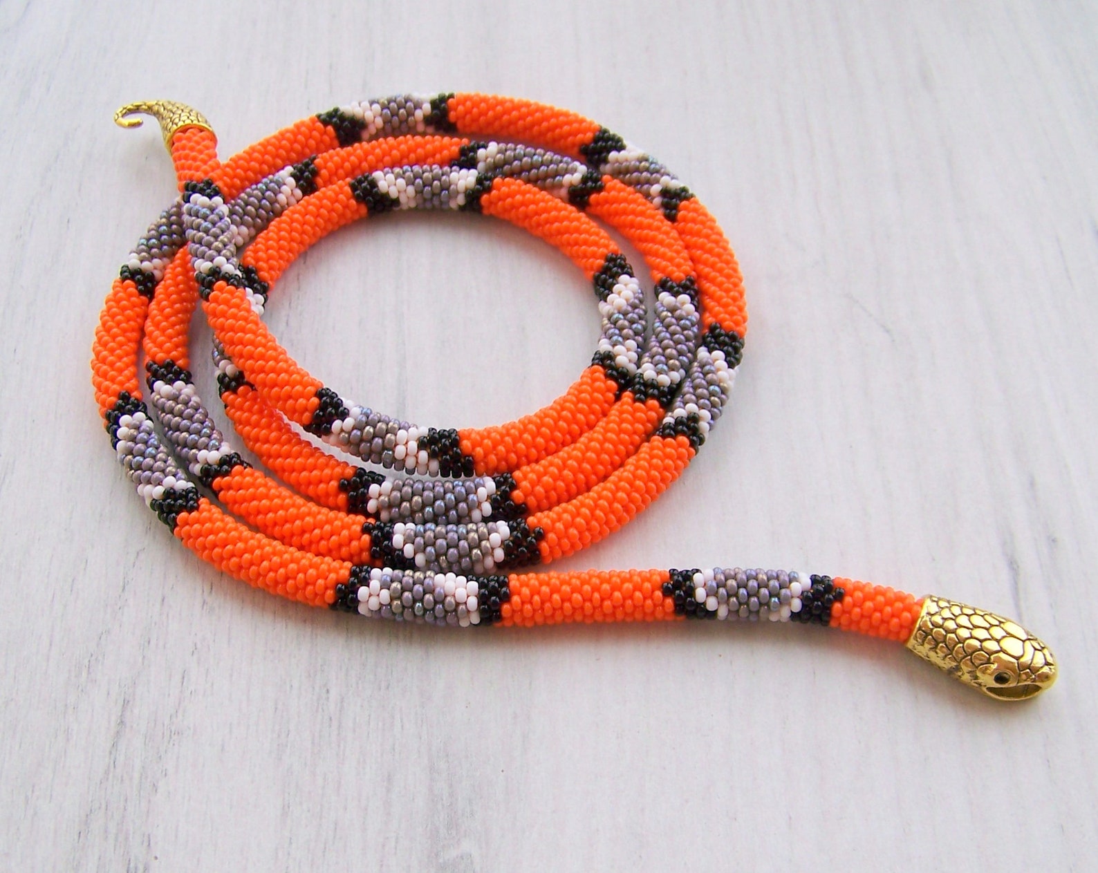PDF Pattern Bead Crochet Necklace, Beaded Snake Pattern, DIY Crafts for ...